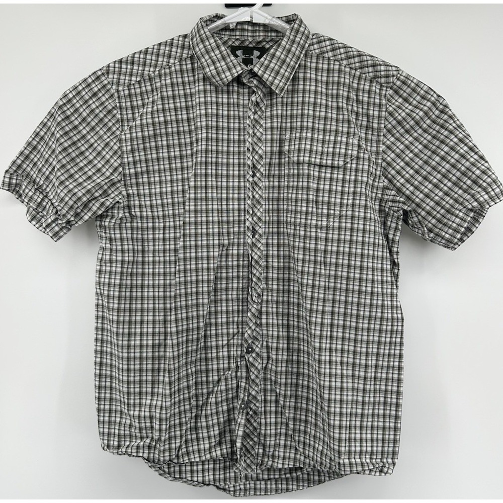 Under Armour Short Sleeve Button Down Shirt Olive Men's Size Large